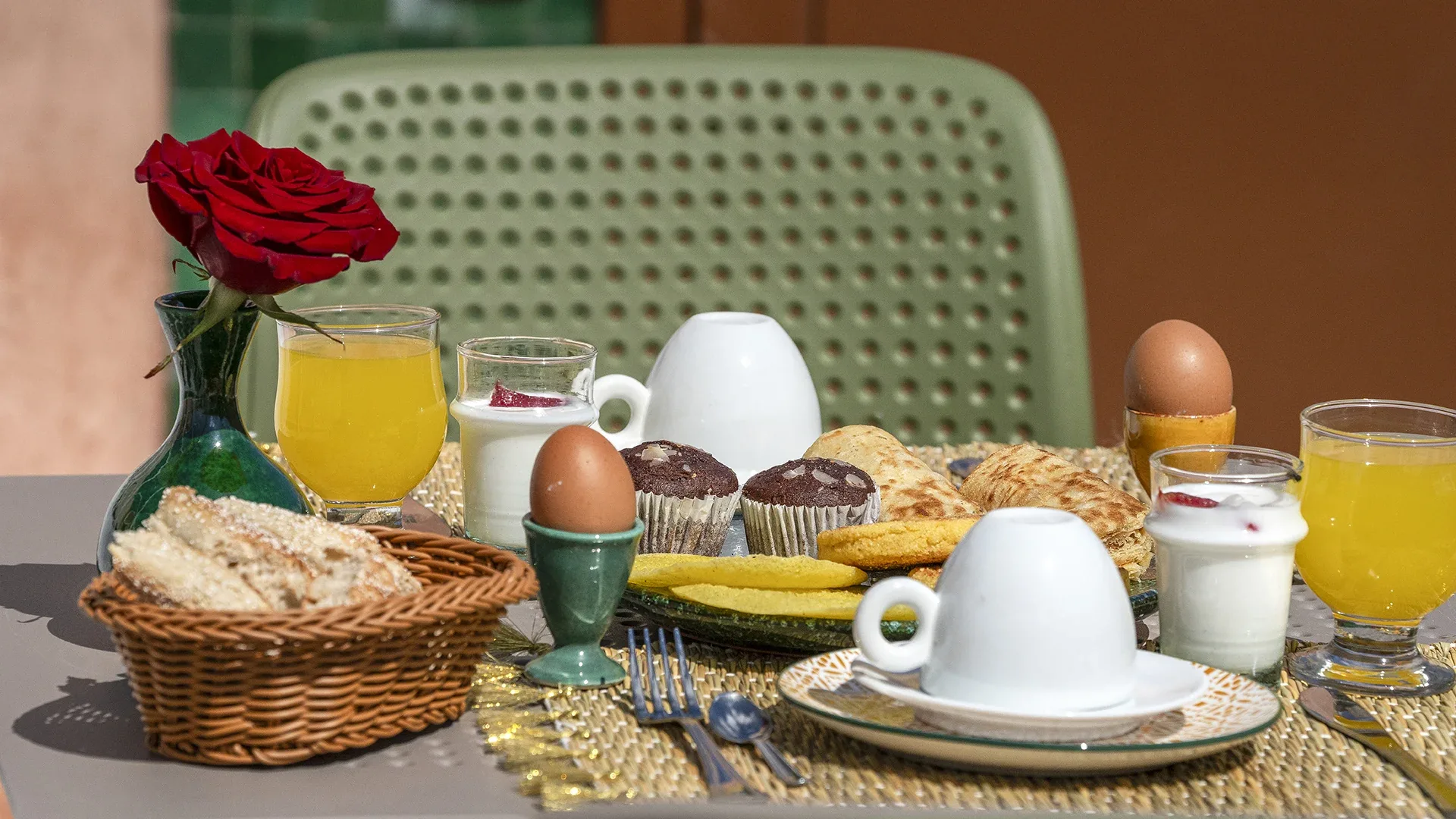 Petit déjeuner marocain au Riad Arrahma, Marrakech